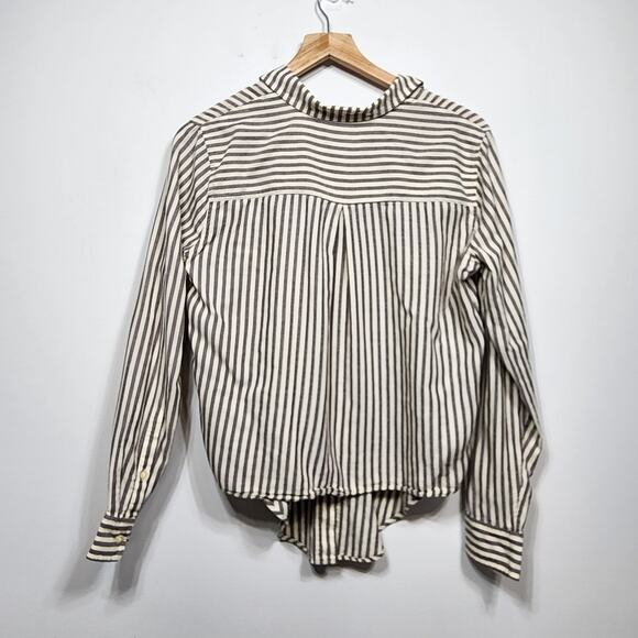 Madewell Tie Front Button Up Shirt in Maitland Stripe Size Med - Picture 7 of 8